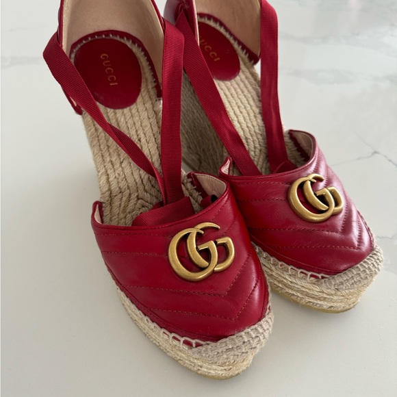 Gucci Palmyra Ankle Tie Espadrille Wedge (Woman) - Picture 3 of 6